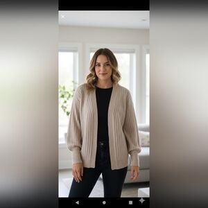 ICHI Beige Alpaca Cardigan Sweater Medium